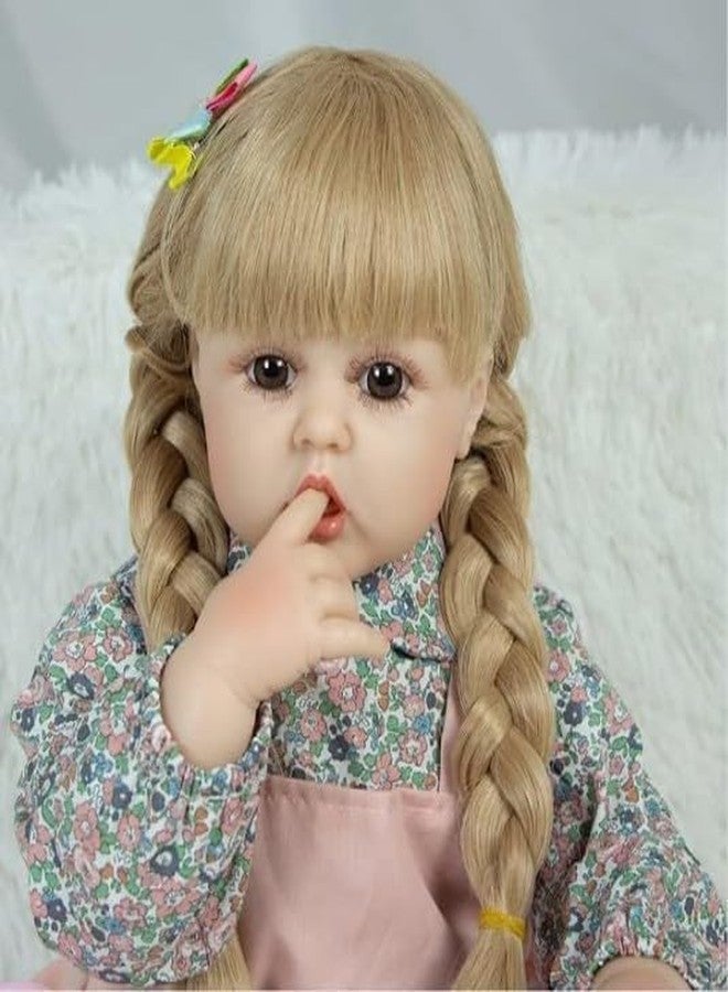 Daji Reborn Baby Dolls Girl, 22 inch Beautiful Lifelike Doll Full Body Vinyl Silicone with Long Hair for Kids, Realistic Newborn Baby Doll with Feeding Toy for Birthday Christmas - Image 2